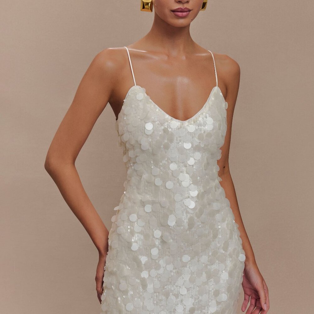 NWT Meshki Romilly Sequin Mini Dress in Ivory